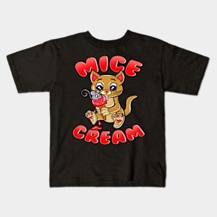 Cute Gift For Cat Lover Mice Cream Ice Cream With A Mouse On Top Cute Kitten Kids T-Shirt